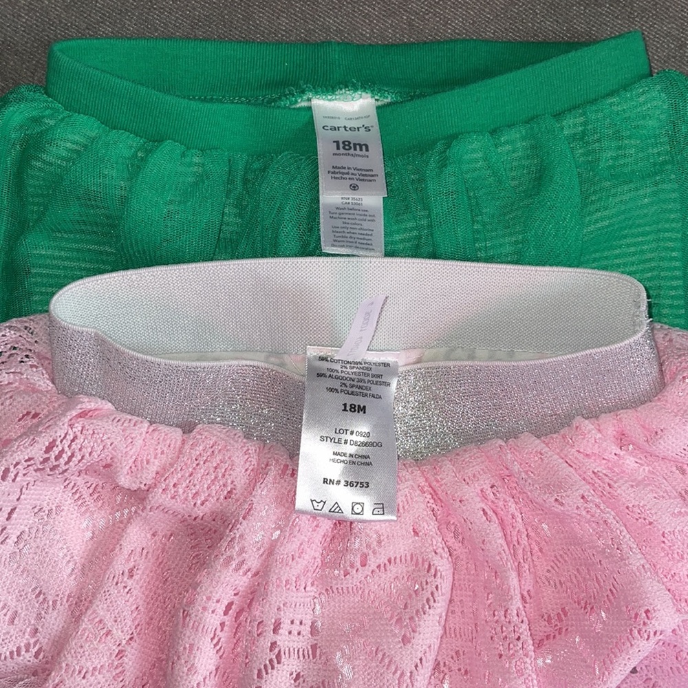 Carter’s 18 months Little Girls Footless leggings with Tutu Ruffles. - Picture 4 of 5
